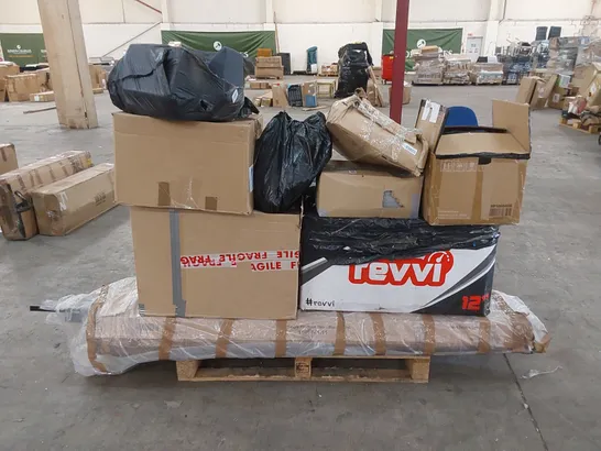 PALLET OF ASSORTED HOUSEHOLD PRODUCTS AND INCOMPLETE BOXED FURNITURE PARTS