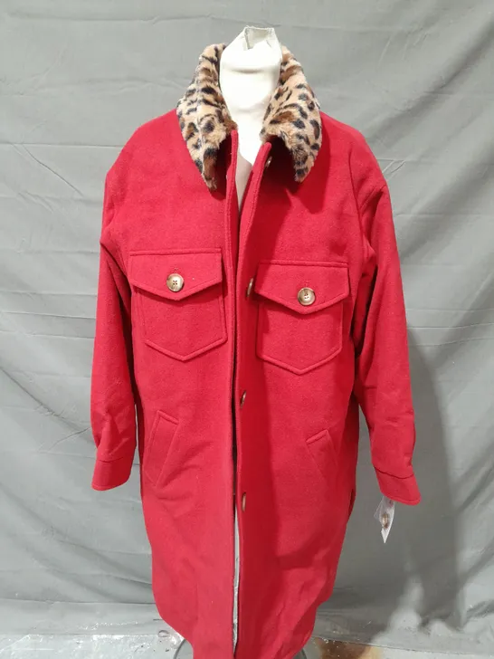 HELENE BERMAN FAUX FUR RED COAT 