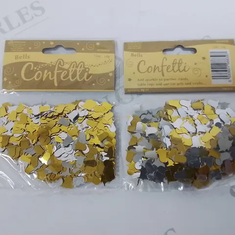 LOT OF 144 BRAND NEW 14G PACKS OF METALLIC 11MM ASSORTED BELL CONFETTI 