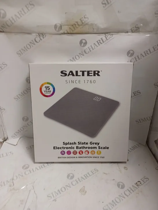 BOXED SALTER SPLASH ELECTRONIC BATHROOM SCALE