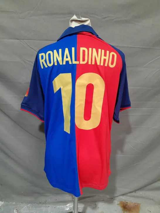 NIKE BARCELONA FOOTBALL SHIRT 1899-1999 - RONALDINHO 10 -LARGE