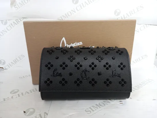 BOXED CHRISTIAN LOUBOUTIN STUDDED BLACK OVER THE SHOULDER CLUTCH BAG