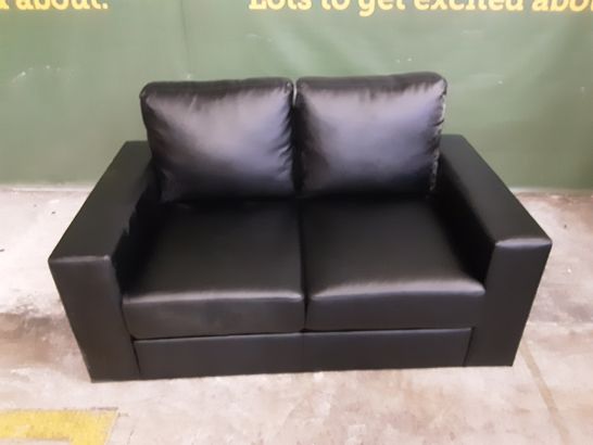 DESIGNER BLACK LEATHER 2-SEATER SOFA 