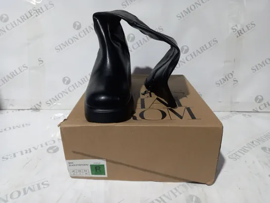 BOXED PAIR OF WHERE'S THAT FROM BLOCK HEEL KNEE HIGH BOOTS IN BLACK UK SIZE 5