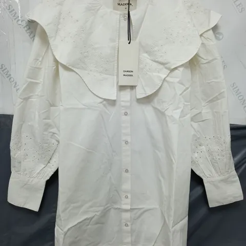 DAMSON MADDER ROMEO EMBROIDED BLOUSE IN WHITE - SIZE 10