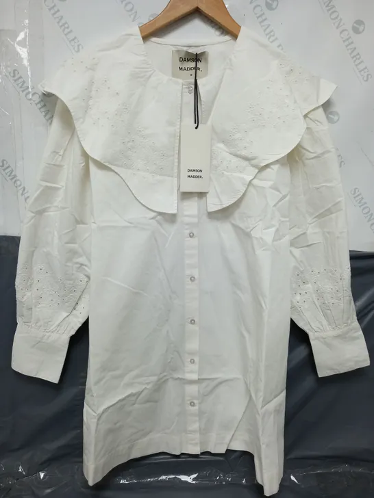 DAMSON MADDER ROMEO EMBROIDED BLOUSE IN WHITE - SIZE 10