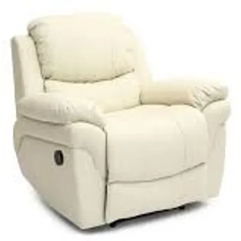 BOXED DESIGNER MADISON CREAM FAUX LEATHER RISE & RECLINER EASY CHAIR (2 BOXES)