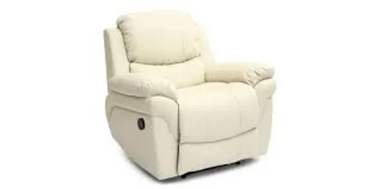 BOXED DESIGNER MADISON CREAM FAUX LEATHER RISE & RECLINER EASY CHAIR (2 BOXES)