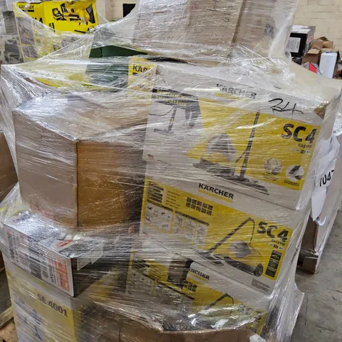 PALLET OF APPROXIMATELY 32 UNPROCESSED RAW RETURN KARCHER, DRAPER AND BOSCH PRESSURE WASHERS AND ELECTRICAL CLEANING GOODS TO INCLUDE;