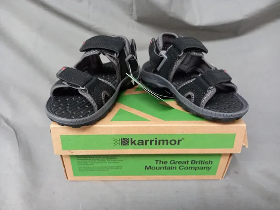 BOXED PAIR OF KARRIMOR KIDS OPEN TOE SANDALS IN BLACK UK SIZE 8