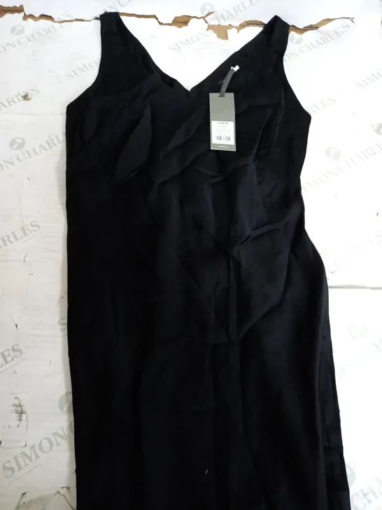 MINT VELVET BLACK SATIN SLIP MIDI DRESS - UK 8