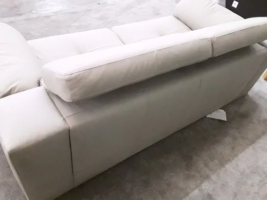 QUALITY DESIGNER 3 SEATER SOFA - IVORY LEATHER