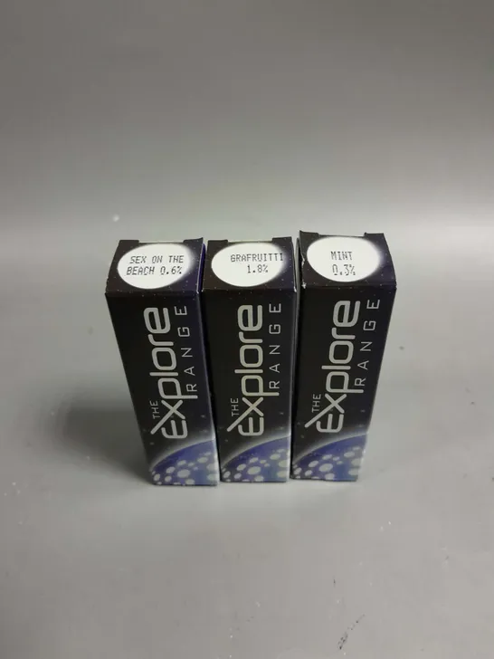 APPROXIMATELY 30 BOXED THE EXPLORE RANGE E-CIG LIQUIDS IN VARIOUS FLAVOURS 