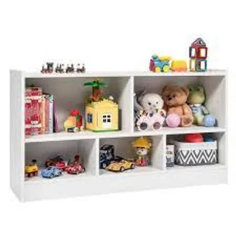 BOXED COSTWAY KIDS 2-SHELF BOOKCASE 5-CUBE WOOD TOY STORAGE CABINET ORGANIZER - WHITE