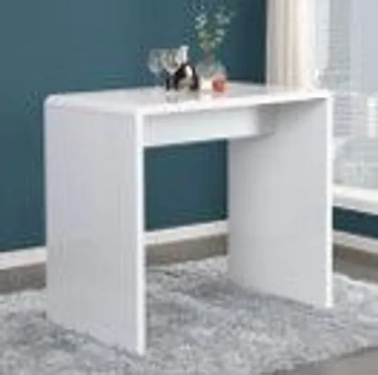 BOXED GLACIER RECTANGULAR BAR TABLE IN WHITE HIGH GLOSS / 120CM X 70CM X 110CM (1 BOX)