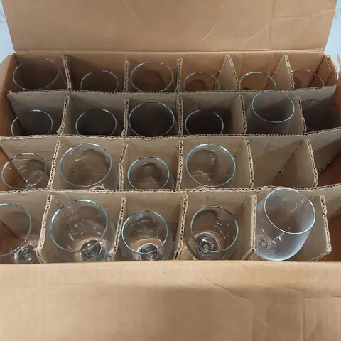 BOX OF APPROXIMATELY 21x ASSORTED WINE/DRINKS GLASSES