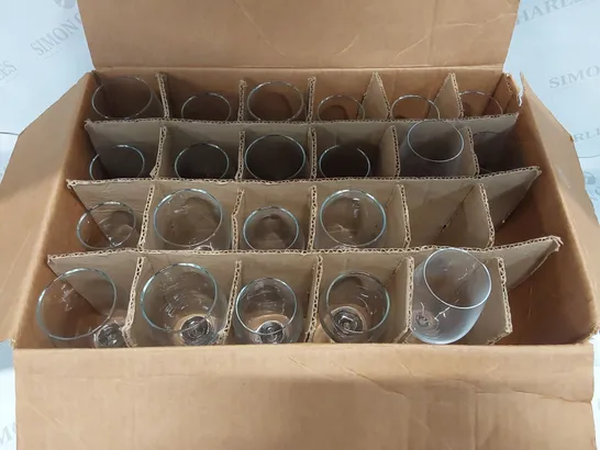 BOX OF APPROXIMATELY 21x ASSORTED WINE/DRINKS GLASSES