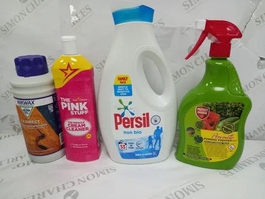 BOX OF APPROXIMATELY 15 ASSORTED ITEMS TO INCLUDE - PERSIL, PINK STUFF, NIKWAX ETC - COLLECTION ONLY