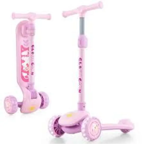 BOXED COSTWAY PINK KICK SCOOTER WITH EXTRA WIDE DECK