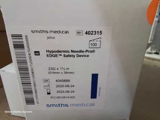 TWO BOXES OF SMITHS HYPODERMIC NEEDLE PRO EDGE SAFETY DEVICE 100 × 23G × 0.6 × 38mm