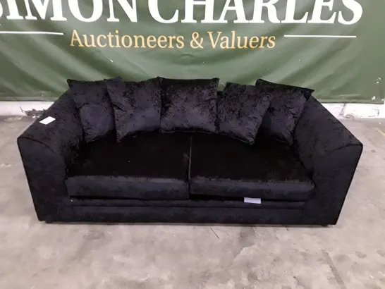 QUALITY DESIGNER ROMELIA 3 SEATER SOFA - BLACK VELVET  