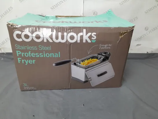 BOXED COOKWORKS STAINLESS STEEL PROFESSIONAL FRYER 3 LITRE