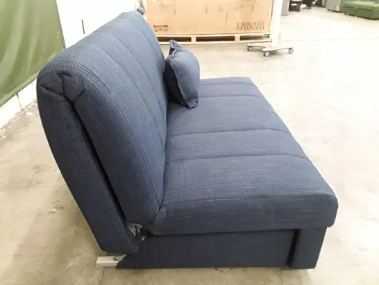 QUALITY DESIGNER APPLEY 2 SEATER SOFA BED - DARK BLUE FABRIC