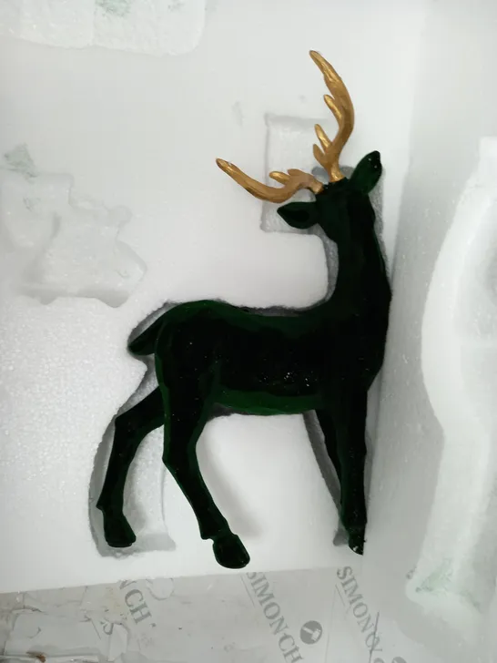 BOXED ALISON CORK SET OF 2 VELVET HENRY STAGS