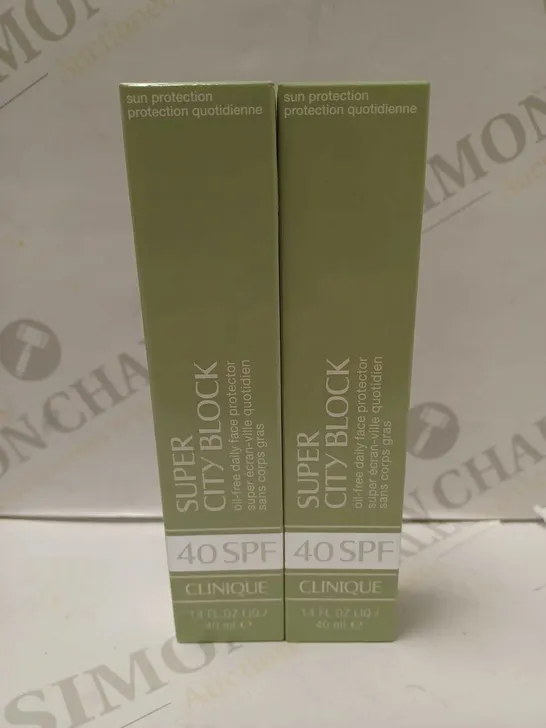 LOT OF 2 X 40ML CLINIQUE SUPER CITY BLOCK OIL-FREE DAILY FACE PROTECTOR 