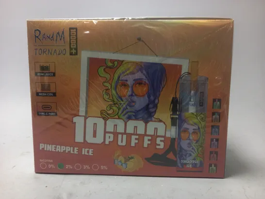 SEALED AND BOXED R AND M TORNADO DISPOSABLE VAPES - PINEAPPLE ICE - 10 PER BOX