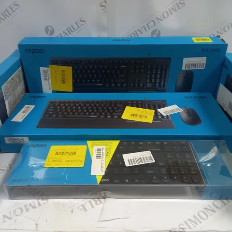 APPROXIMATELY 5 ASSORTED RAPOO KEYBOARD AND MOUSE COMBOS TO INCLUDE NX2000, 9300M, K2600
