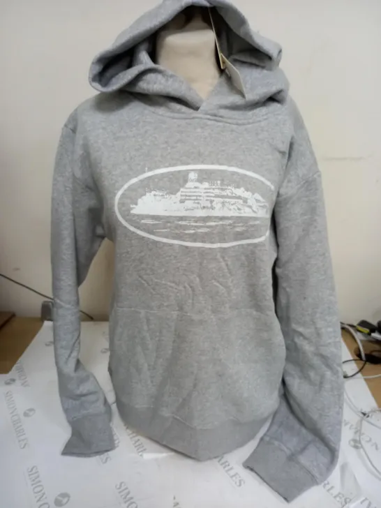 CORTEZ RULES THE WORLD LOGO PRINT HOODIE IN GREY - MEDIUM