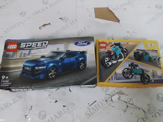 LOT OF 2 LEGO ITEMS TO INCLUDE SPEED CHAMPIONS MUSTANG 76920 AND CREATOR 31135