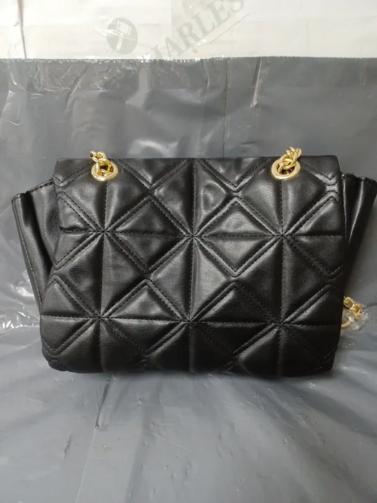 STUDIO BLACK QUILTED FAUX LEATHER HANDBAG BLACK