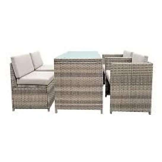 BOXED SORON BROWN RATTAN EFFECT 4 SEATER DINING SET (1 BOX)