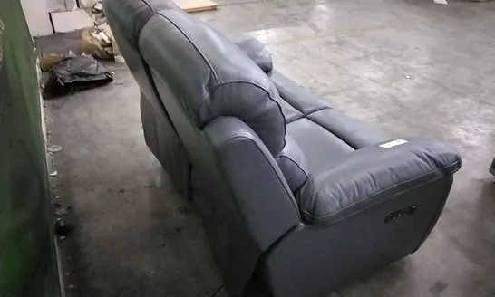 QUALITY DESIGNER 2 SEATER GREY LEATHER ELECTRIC RECLINER SOFA