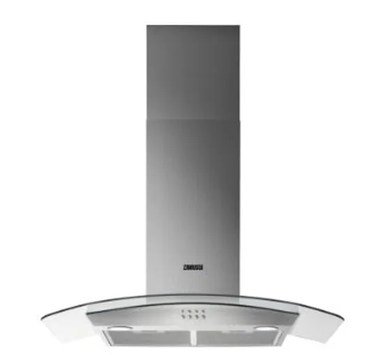 ZANUSSI 90cm CURVED GLASS & STAINLESS STEEL CHIMNEY HOOD Model ZHC92352X RRP £300