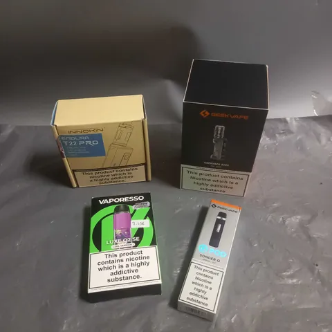 APPROXIMATELY 20 BOXED E-CIGARETTES TO INCLUDE GEEK VAPE, VAPORESSO, INNOKIN ETC