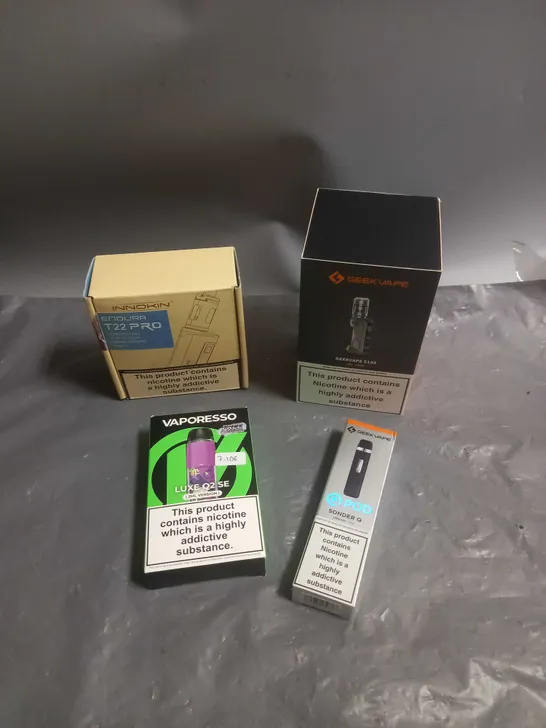 APPROXIMATELY 20 BOXED E-CIGARETTES TO INCLUDE GEEK VAPE, VAPORESSO, INNOKIN ETC