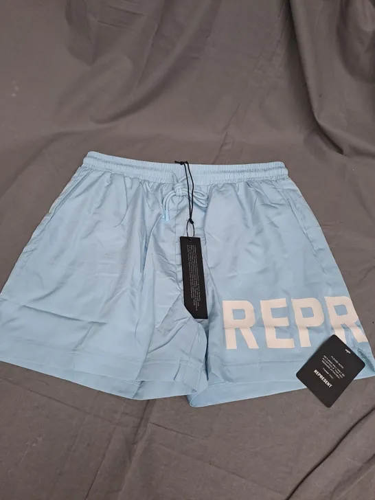 REPRESENT SWIM SHORTS IN POWDER BLUE SIZE L