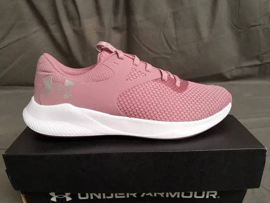 BOXED PAIR OF UNDER ARMOUR CHARGD AURORA 2 PINK TRAINERS SIZE UK 6