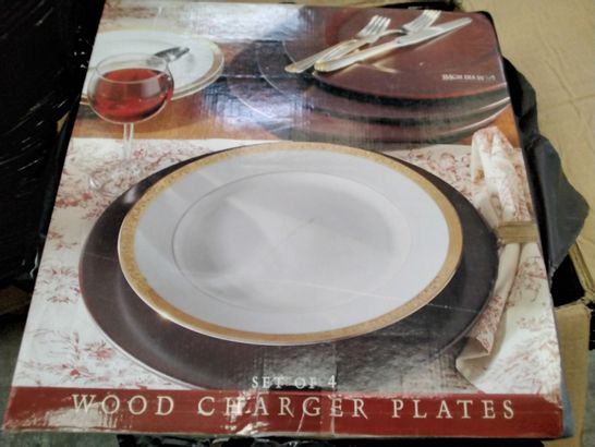 4 × BOXED SET OF 4 WOOD CHARGER PLATES