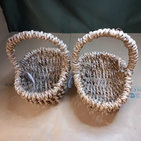 LOT OF 2 WOVEN BASKETS WITH HANDLES