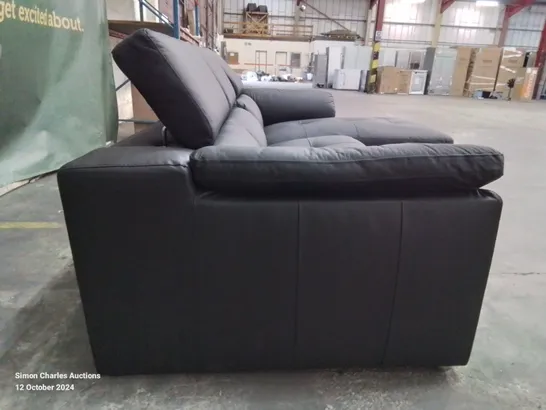 QUALITY DESIGNER BRADY 3 SEATER RH CHAISE - BLACK LEATHER