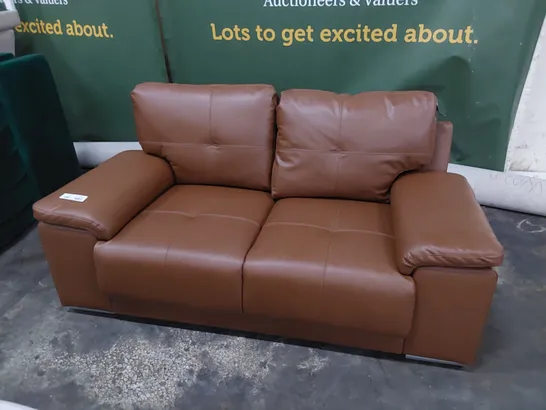 DESIGNER TWO SEATER SOFA TAN LEATHER 