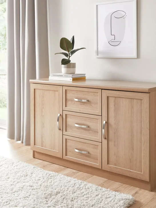 BOXED GRADE 1 CORA TV UNIT/SIDEBOARD - IVORY/BRASS