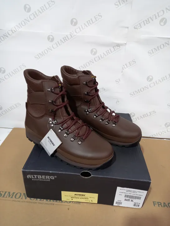 BOXED PAIR OF ALTBERG BROWN BOOTS SIZE 9L