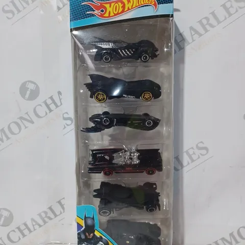 BOXED HOTWHEELS JUSTICE LEAGUE BATMAN SET OF BATMOBILES