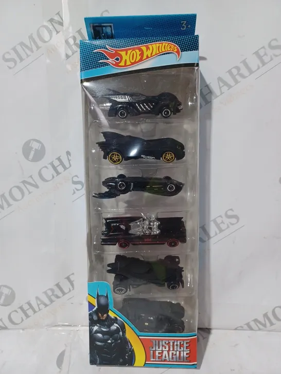 BOXED HOTWHEELS JUSTICE LEAGUE BATMAN SET OF BATMOBILES