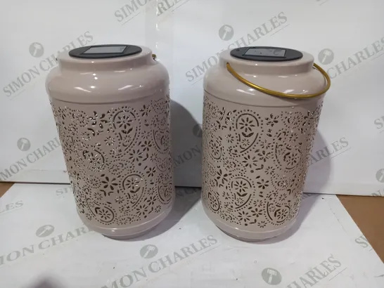 GARDEN REFLECTIONS SET OF 2 PATTERNED SOLAR LANTERNS